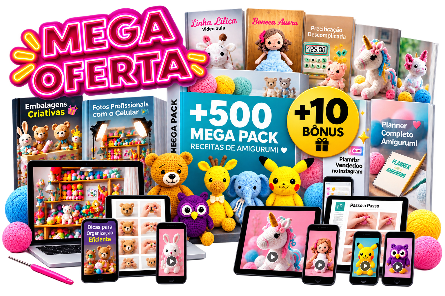 Pacote Premium Amigurumi Lucrativo com materiais e bônus