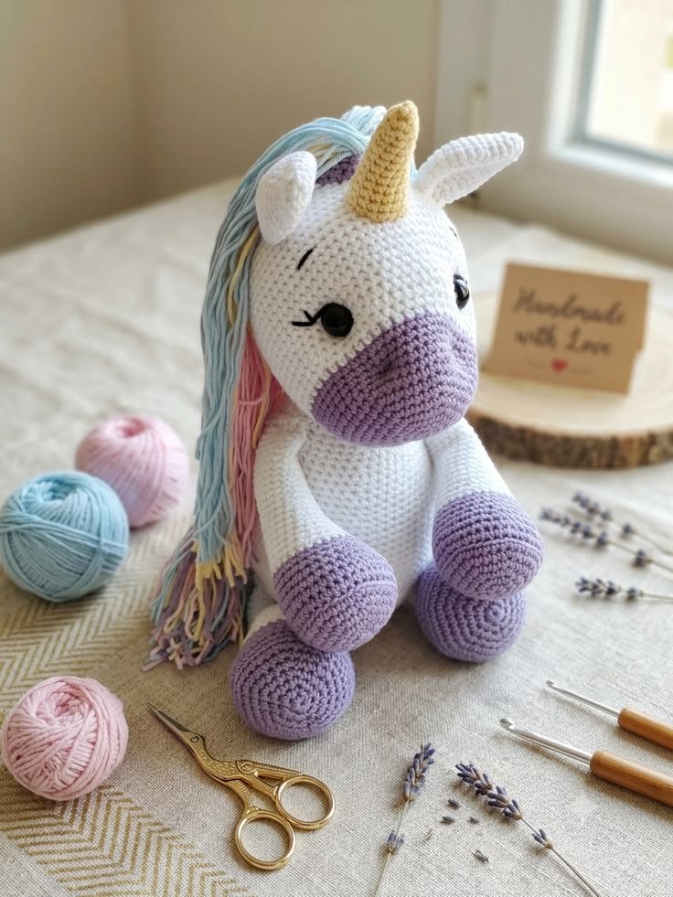 Unicórnio de amigurumi